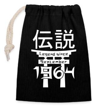 Légende depuis septembre 1964 Cadeau d’anniversaire - Sac cadeau en coton avec cordon (14 x 20 cm) - noir - Devant