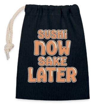 Sushi Lover Sushi Now Sake Later Sushi - Sac cadeau en coton avec cordon (14 x 20 cm) - bleu marine - Devant