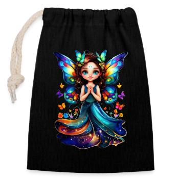 Charming butterfly fairy - Closable cotton gift bag (14x20cm) - black - Front