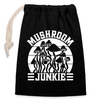 Morilles Champignons Junkie - Sac cadeau en coton avec cordon (14 x 20 cm) - noir - Devant