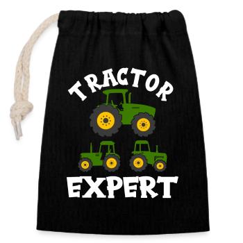 Farm Tractor Expert Farmer Boy Toddler Gift Idea - Closable cotton gift bag (14x20cm) - black - Front