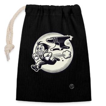 Retro Cartoon: Running Away From Problems And Anvil - Closable cotton gift bag (14x20cm) - black - Front