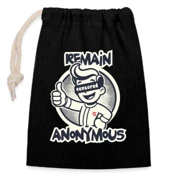 Thumbs Up For Anonymity Retro Cartoon Boy - Closable cotton gift bag (14x20cm) - black - Front