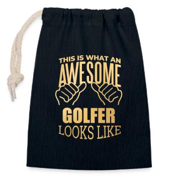 Golf - Verschließbarer Geschenkbeutel aus Baumwolle (14x20cm) - Navy - Vorne