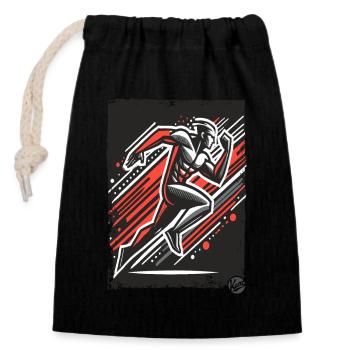 Coureur dynamique - Sac cadeau en coton avec cordon (14 x 20 cm) - noir - Devant