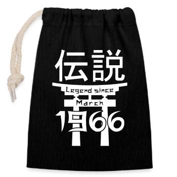Légende depuis mars 1966 Cadeau d’anniversaire - Sac cadeau en coton avec cordon (14 x 20 cm) - noir - Devant