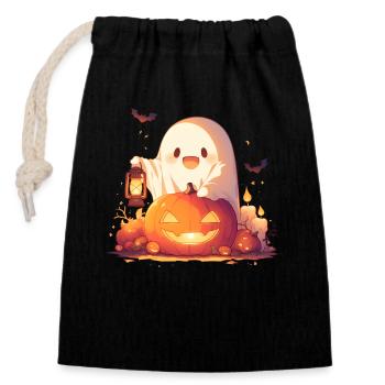 Halloween Geist Gespenst Kürbis Laterne Geschenk - Verschließbarer Geschenkbeutel aus Baumwolle (14x20cm) - Schwarz - Vorne