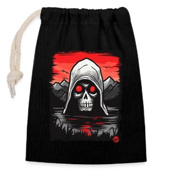 Skull Grim Reaper - Closable cotton gift bag (14x20cm) - black - Front