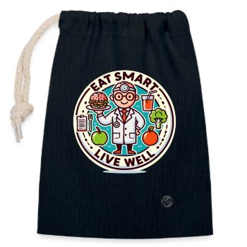 Eat Smart, Live Healthy: Brain Burger - Closable cotton gift bag (14x20cm) - navy - Front