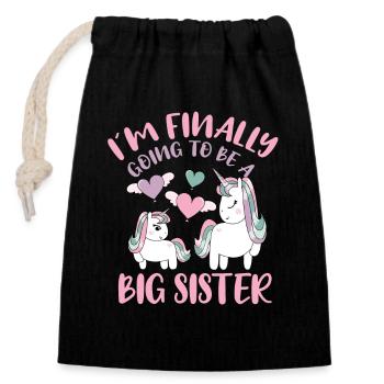 I'm Finally Going To Be A Big Sister Unicorn Gift - Closable cotton gift bag (14x20cm) - black - Front