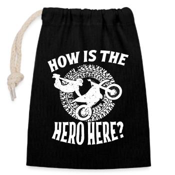 Dirtbike Rider Hero Here MX Motocross Supercross - Verschließbarer Geschenkbeutel aus Baumwolle (14x20cm) - Schwarz - Vorne
