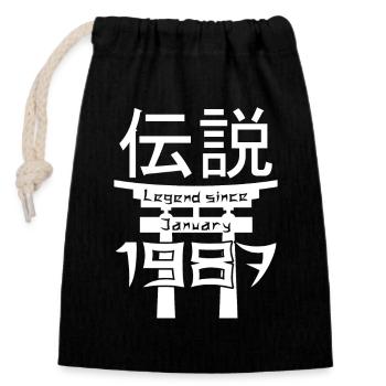 Légende depuis janvier 1987 Cadeau d’anniversaire - Sac cadeau en coton avec cordon (14 x 20 cm) - noir - Devant