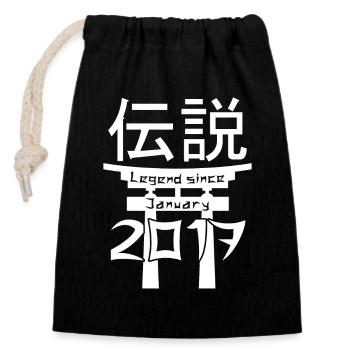 Légende depuis janvier 2017 Cadeau d’anniversaire - Sac cadeau en coton avec cordon (14 x 20 cm) - noir - Devant