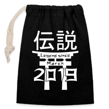 Legend since March 2019 Birthday Gift - Closable cotton gift bag (14x20cm) - black - Front