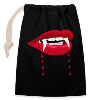 Halloween Dracula Vampir Blut Zähne Kostüm T-Shirt - Verschließbarer Geschenkbeutel aus Baumwolle (14x20cm) - Schwarz - Vorne