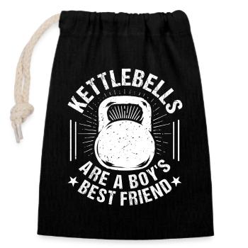 Gym Junkies Kettlebells Boy´s Friend Calisthenics - Verschließbarer Geschenkbeutel aus Baumwolle (14x20cm) - Schwarz - Vorne