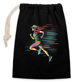 Runner Comic Look - Closable cotton gift bag (14x20cm) - black - Front