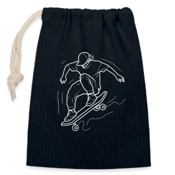 Skateboarding Junge Line Art - Verschließbarer Geschenkbeutel aus Baumwolle (14x20cm) - Navy - Vorne
