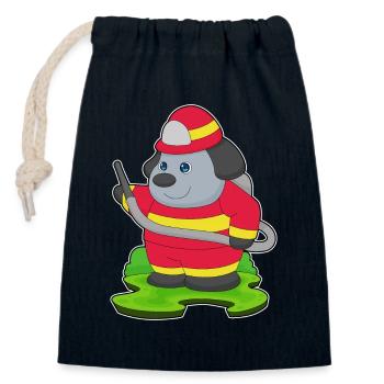 Dog Firefighter Fire Hose Fire Brigade - Closable cotton gift bag (14x20cm) - navy - Front