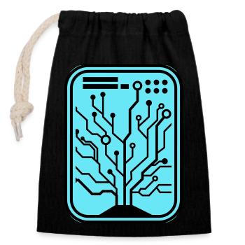Micro Chip - Closable cotton gift bag (14x20cm) - black - Front