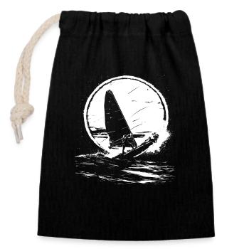 Windsurfing Liebhaber - Verschließbarer Geschenkbeutel aus Baumwolle (14x20cm) - Schwarz - Vorne