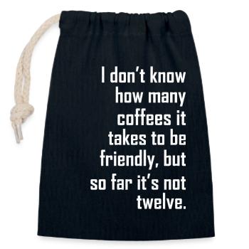 I don t know how many coffees it takes friendly - Sac cadeau en coton avec cordon (14 x 20 cm) - bleu marine - Devant
