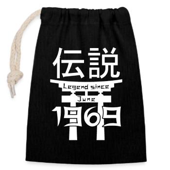 Legend since June 1969 Birthday Gift - Closable cotton gift bag (14x20cm) - black - Front
