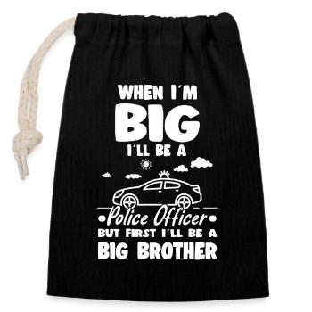 When I'm Big I'll Be an Police Officer Big Brother - Closable cotton gift bag (14x20cm) - black - Front