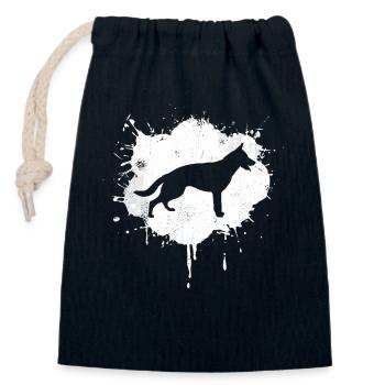 Chien de berger - Sac cadeau en coton avec cordon (14 x 20 cm) - bleu marine - Devant