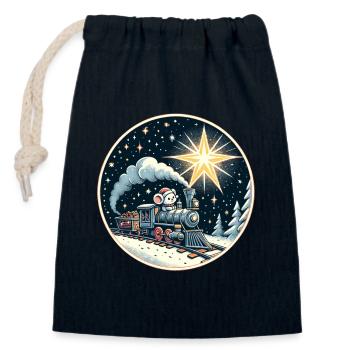 Christmas Christmas Mouse Model Train Kids - Closable cotton gift bag (14x20cm) - navy - Front