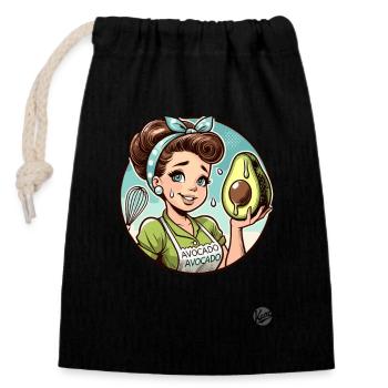 1950s Retro Housewife with Large Avocado - Closable cotton gift bag (14x20cm) - black - Front