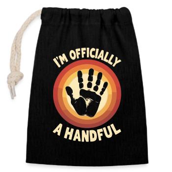 5 Birthday Boy Girl Officially A Handful - Closable cotton gift bag (14x20cm) - black - Front