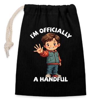 5 Birthday Boy Officially A Handful - Closable cotton gift bag (14x20cm) - black - Front