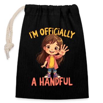 5 Birthday Girl Officially A Handful - Closable cotton gift bag (14x20cm) - black - Front
