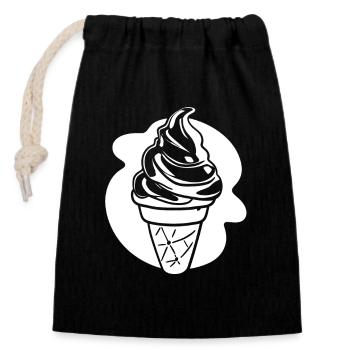 Eiscreme Zeichnung - Verschließbarer Geschenkbeutel aus Baumwolle (14x20cm) - Schwarz - Vorne