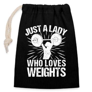 lPowerlifting Bodybuilder Just Lady Loves Weights - Sac cadeau en coton avec cordon (14 x 20 cm) - noir - Devant