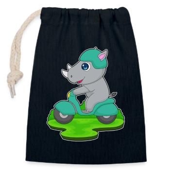Trottinette Rhino - Sac cadeau en coton avec cordon (14 x 20 cm) - bleu marine - Devant