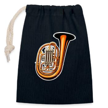 Tuba Graphic - Closable cotton gift bag (14x20cm) - navy - Front