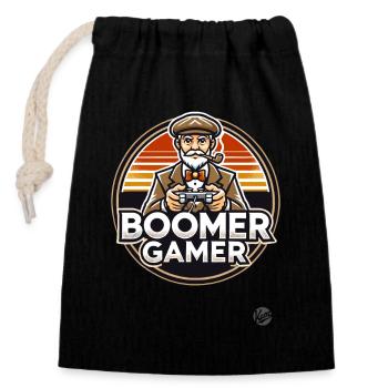Opa Boomer Gamer - Verschließbarer Geschenkbeutel aus Baumwolle (14x20cm) - Schwarz - Vorne
