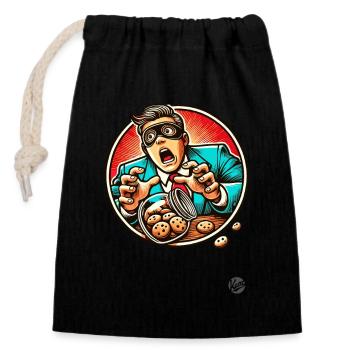 Manager pris : La main dans le pot à biscuits - Sac cadeau en coton avec cordon (14 x 20 cm) - noir - Devant