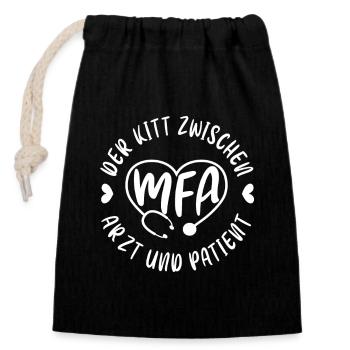 Arzthelferin MFA Gift - Verschließbarer Geschenkbeutel aus Baumwolle (14x20cm) - Schwarz - Vorne