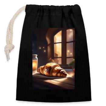 Croissants pastry - Closable cotton gift bag (14x20cm) - black - Front
