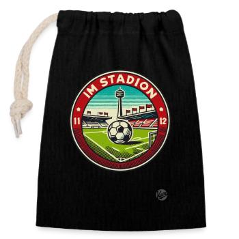 Aujourd’hui de nouveau dans le stade de football - Sac cadeau en coton avec cordon (14 x 20 cm) - noir - Devant