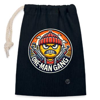 Lustige Parodie: Ein-Mann-Gang - Verschließbarer Geschenkbeutel aus Baumwolle (14x20cm) - Navy - Vorne