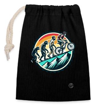 Evolution des Mountainbiker, Mountainbike - Verschließbarer Geschenkbeutel aus Baumwolle (14x20cm) - Schwarz - Vorne