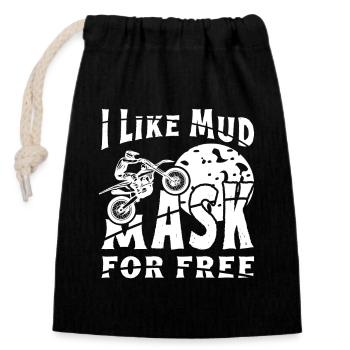 Dirtbike Rider I Like Mud MX Motocross Supercross - Verschließbarer Geschenkbeutel aus Baumwolle (14x20cm) - Schwarz - Vorne