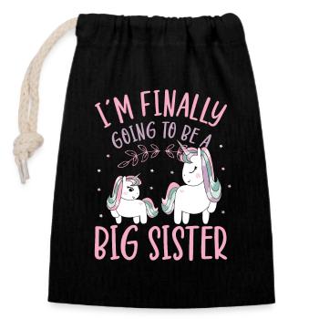 I'm Finally Going To Be A Big Sister Unicorn Gift - Closable cotton gift bag (14x20cm) - black - Front
