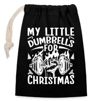 Gym Junkies My Dumbbells For X-Mas Calisthenics - Verschließbarer Geschenkbeutel aus Baumwolle (14x20cm) - Schwarz - Vorne