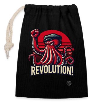 Pieuvre révolutionnaire avec poing levé - Sac cadeau en coton avec cordon (14 x 20 cm) - noir - Devant
