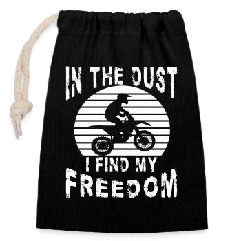 Dirt Bike Rider Dust My Freedom MX Motocross - Closable cotton gift bag (14x20cm) - black - Front